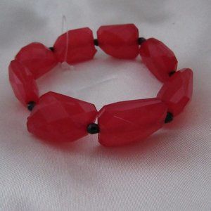 NWOT Bracelet Red Plastic Beads Never used-